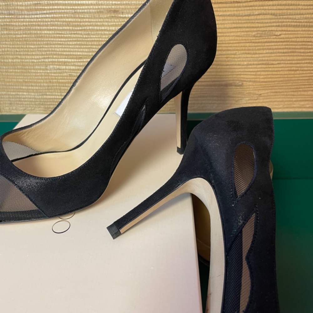 Jimmy Choo Wetlook Suede/Mesh Black - Picture 5 of 13